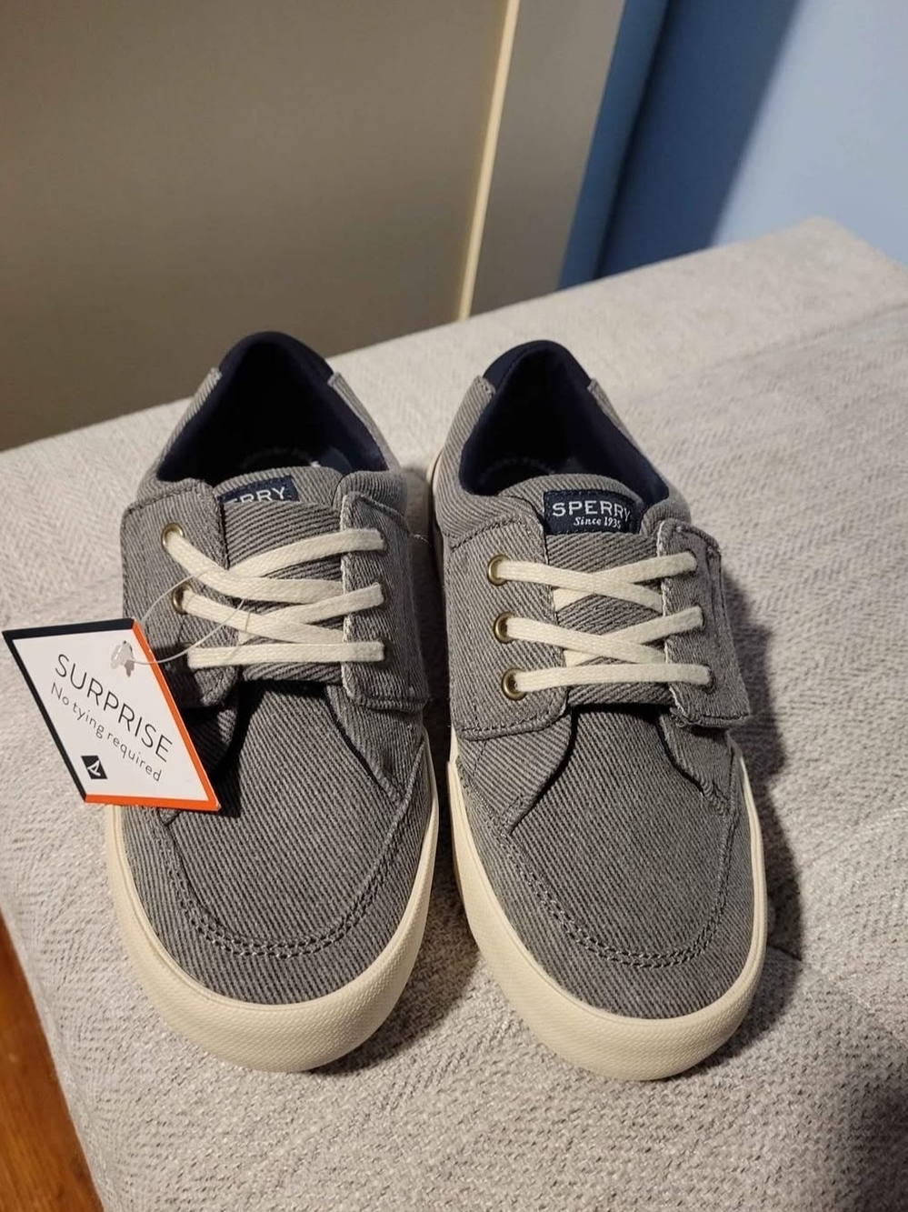 Sperry Kid's Slip On Gray Canvas Boat Shoes